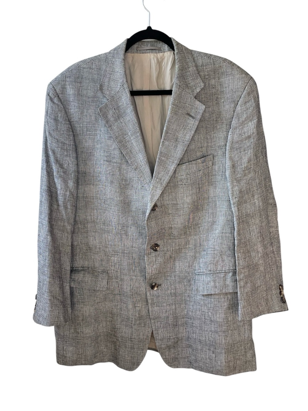 BOSS Hugo Boss Men's Grey Linen 3-Button Sport Coat Blazer 54 EU